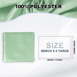 sourcing map Green Satin Fabric by The Yard, 2 Yards 60" Wide Silky Satin Fabric Solid Satin Cloth Fabric for Bridal Dress Wedding Decorations Crafts Sewing