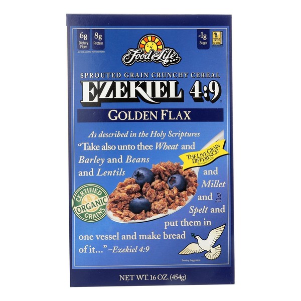 Food For Life Ezekiel 4:9 Organic Sprouted Grain Cereal, Golden Flax, 16-Ounce Boxes (Pack of 6)