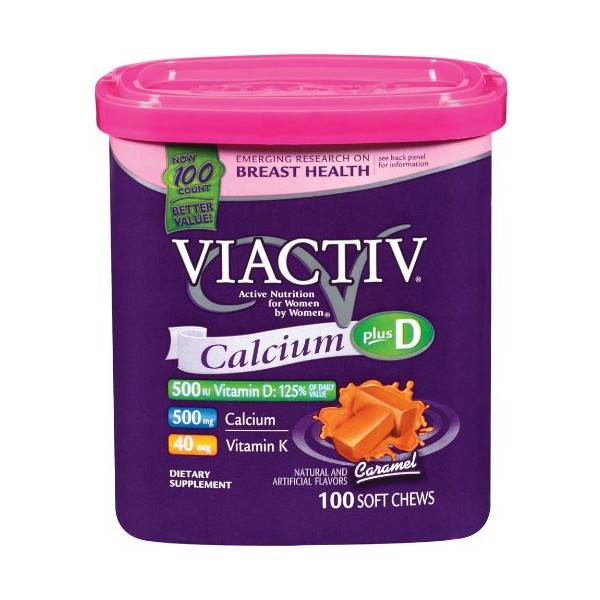 Viactiv, Calcium Dietary Supplement, Soft Chews plus D Caramel, 100 ct