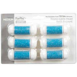 ForPro Expert Rechargeable Foot Care Callus Remover Replaceable Head Refill, Medium, 6-Count