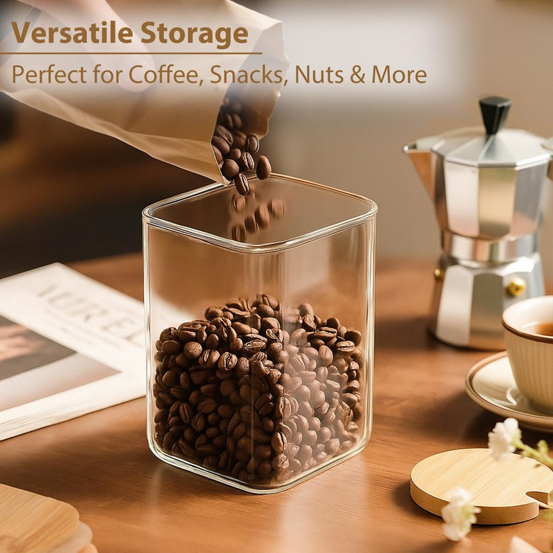 37oz(1.2Qt) Square Glass Storage Containers with Bamboo Lids – 4