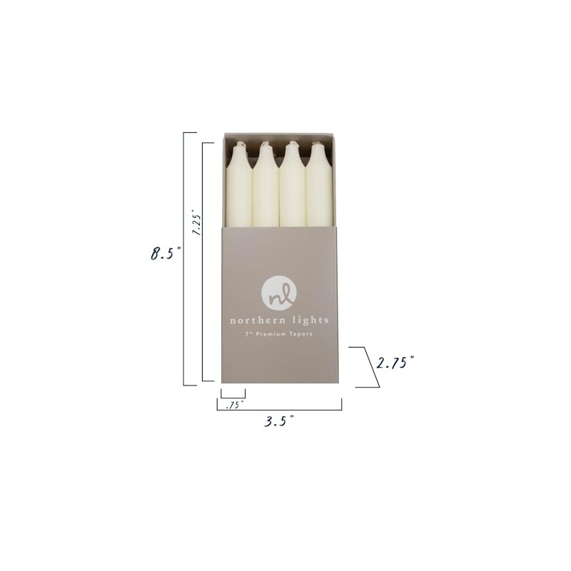 Northern Lights Candles - 7" 12pk Tapers - Ivory -