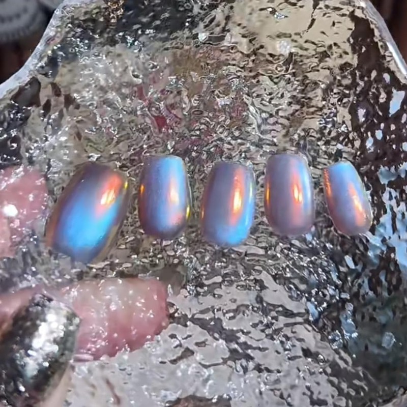 Polvo de Uñas Cromado Holográfico Espejo de Dona Glaseada Aurora