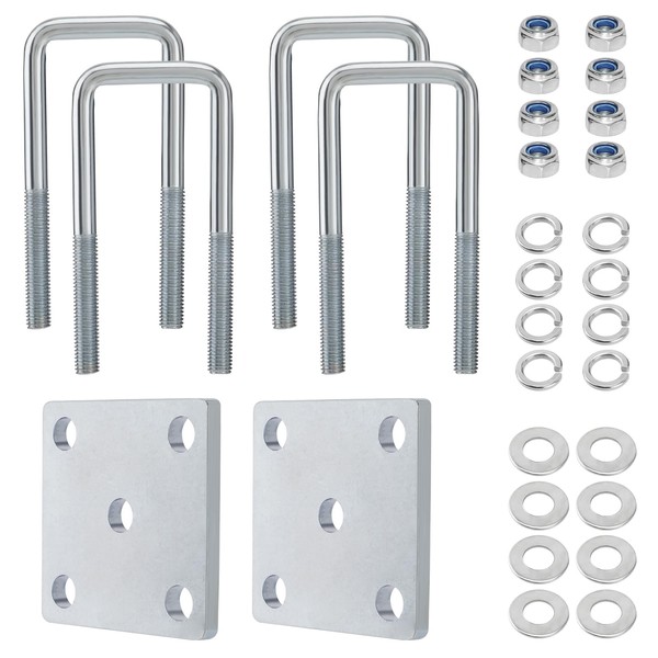 Racewill Square U Bolt Kit for Boat Trailer Axle Leaf