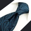 [S&W SHLAX&WING] Men's Necktie Set Necktie Paisley Dark Blue Turquoise,