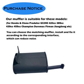 Generator Muffler Silencer Kit Exhaust Muffler for Honda & Clone Predator GX390 420cc 389cc 439cc 459cc Champion Duromax Firman Jiangdong etc 8.9in