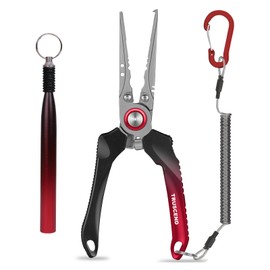 TRUSCEND Lockable Handy Fishing Pliers with Innovative Ergonomic Handle, Saltwater Corrosion Resistant Teflon Coated Fishing Tool, Multi-Function Fishing Gear with Mo-V Cutter, Amazing Fishing Gift