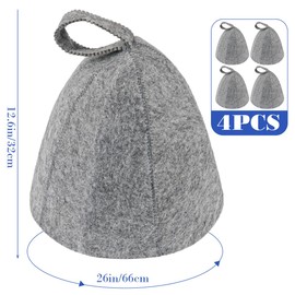 UPIQNG 4Pcs Sauna Hat Felt Bath Cap Shower Hat Russian Banya Cap with Hang Loop,Sauna Head Protectors Hair Cap Vaporarium Hat for Men Women (Grey)