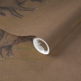 Removable Wallpaper 9ft x 2ft - Bison Buffalo Western Cattle Brown Custom Pre-Pasted Wallpaper by Spoonflower