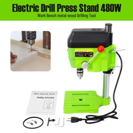 LyeXD 480W Benchtop Electric Drill Press Table, Portable Drill Workbench Mini Compact Drill Variable Speed, DIY Furniture Tool Drill Bits Repair Tool 1-10mm for Drilling, Reaming and Reaming,Green
