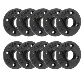 3/4" Heavy Duty Black Floor Flange, Home TZH 10 Pack Malleable iron Pipe Flange for Industrial vintage style, Flanges with Threaded Hole for DIY Project/Furniture/Shelving Decoration(3/4", 10)