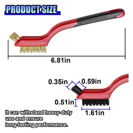 ZIMISI 3PCS Car Cleaning Brush Set, Universal Small Nylon/Brass/Stainless Steel Cleaning Wire Brushes, Deep Rust Removal Tools with Curved Handle Grip for Scrubbing Dirt, Paint (3 in 1)