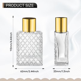 DynnnDy 6 Pcs 100ml/3.4oz Glass Perfume Spray Bottles with Gold Lid Empty Square Fine Mist Sprayer Refillable Atomizer Pump Bottle for Water Alcohol Toner Essential Oils,2 Pipettes,2 Funnels
