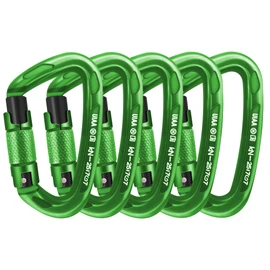 AINIKEY Climbing Carabiner Clips 25kN Auto Locking Carabiner, Professional Heavy Duty Large Locking Carabiner Clips for Rock/Ice Climbing Rappelling Rescue Swing etc, D Shaped, Large Size（Green-5PCS）