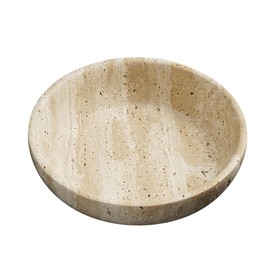 SAIDKOCC Large Marble Round Bowl HandCrafted Decorative Dish Fruit Bowl for Home Decorative (Beige Travertine)