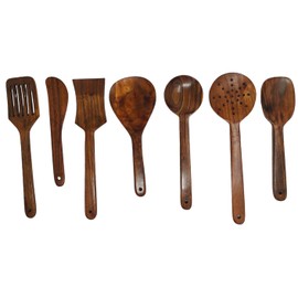 Kitchen 7-Piece Wooden Spoons for Cooking - Smooth Finish ACACIA Wooden Utensils for Cooking –Wood Spoons for Cooking - Non-Stick Wooden Cooking Utensils - Wooden Spoon Set OF 7 PCS.