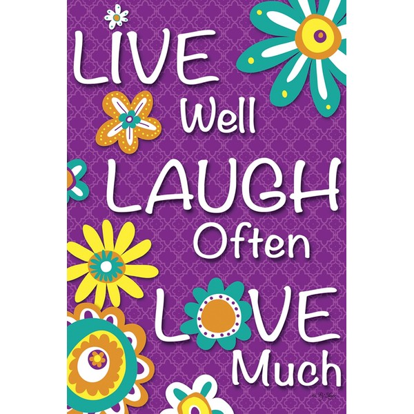 Toland Home Garden Live Laugh Love 12.5 x 18 Inch Decorative Colorful Inspirational Flower Double Sided Garden Flag