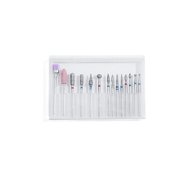 Juego de brocas para uñas de 14 piezas en caja