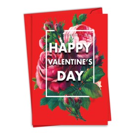 NobleWorks Valentine's Day Greeting Card with 5 x 7 Inch Envelope (1 Card) Flowers for Valentine C3532VDG