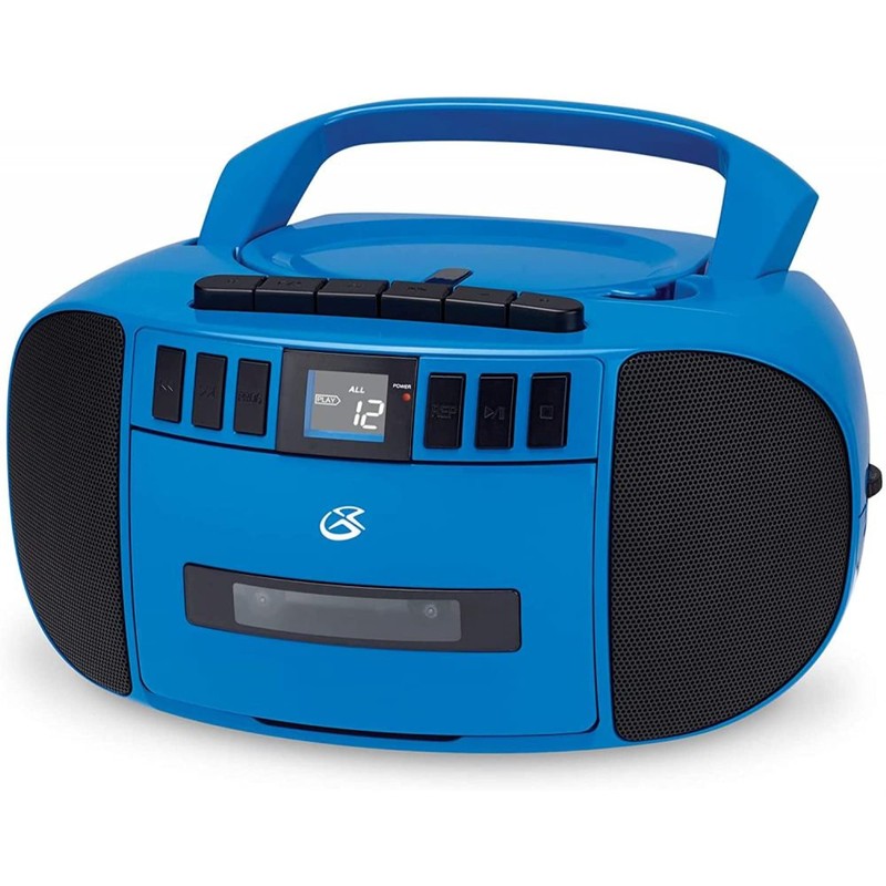 GPX BCA209BU Portable Am/FM Boombox with CD and Cassette Player,