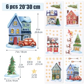 6 Sheets Christmas Window Stickers Watercolour Home Star Christmas Window Clings Stained Glass Clings Christmas Window Decorations Xmas Decorations