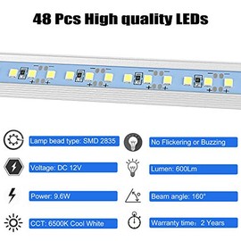 12v LED Interior Light Bar, DC 12 Volt led Strip Lights with Switch and Magnets, 6500K White Light for Enclosed Cargo Trailer Car RV Van Truck Lorry C