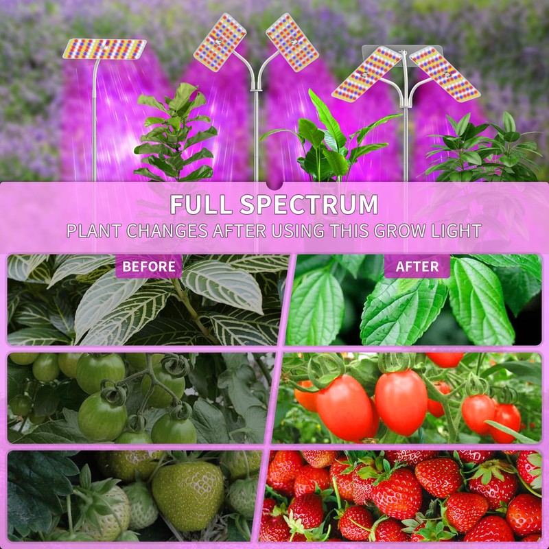 KINGPLUS Grow Lights with Stand, Full Spectrum Growing Light for
