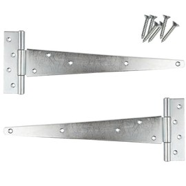 Keypak 2 Pack 300mm (12") T-Hinges Zinc Plated, Corrosion-Resistant Metal Tee Hinges for for Large Wooden Gates, Barn, Garage & Shed Doors