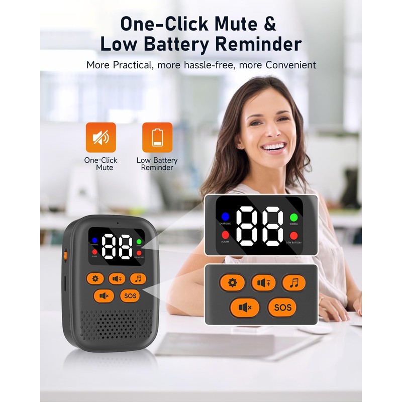 Caregiver Pager Wireless Call Button for Elderly, 500ft Range Medical