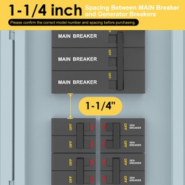 SQUANCHY Generator Interlock Kit Compatible with General Electric GE 150 and 200 Amp Panels, Generator Horizontal Electrical Interlock Kit, 1 1/4 Inches Spacing Between Main and Branch Breaker