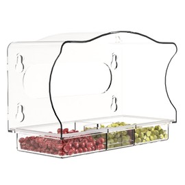 Clear Window Bird Feeders with Strong Suction Grip,Transparent Bird Feeder for Outdoors with Detachable Tray,Hanging Bird Feeder for Window Viewing (Rectangular)