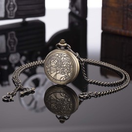 SIBOSUN Pocket Watch Chain Double Albert T-Bar Antique 29 Inch Chains Bronze Vest Waistcoat