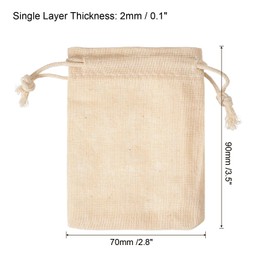 PATIKIL 4"x3" Coin Sacks Bag, 6 Pack Bank Coin Deposit Change Transit Bags Canvas Money Bag with Drawstring Gift Bag Style 2, Beige