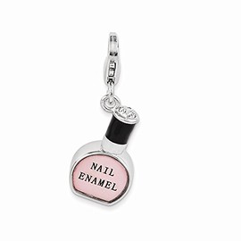Amore La Vita Sterling Silver Rhod-pl Enameled Nail Polish Bottle Charm