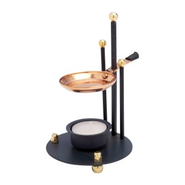 MaMeMi Qualitäts- WEIHRAUCHBRENNER/RÄUCHERSTÖVCHEN [Höhe 16 cm] mit Kupferpfanne & Teelicht, HÖHENVERSTELLBAR