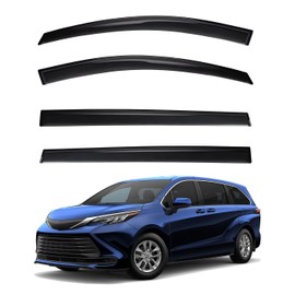 LQQDP 4pcs Front+Rear Smoke Tint Sun/Rain Guard Outside Mount Tape-On Vent Window Visors Compatible with 2021-2024 Toyota Sienna