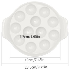 Bamboo's Grocery LoKii 12 Holes 2 Pack Ceramic Escargot Dish, Ceramic Snail Dish with Handles, Escargot Dish Diet Plates, White, 9.25 Inches