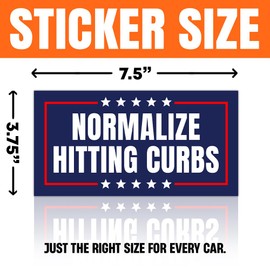 MAIANEY [7.5"x3.75"] Normalize Hitting Curbs Bumper Sticker Gen Z Meme Funny Bumper Stickers for Girls Curb Hitter Driving Safety New Driver Gifts Decorations Car Truck Automobile Vehicle