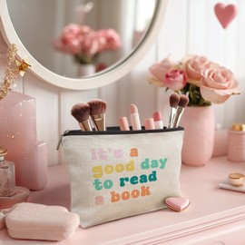 TopXmai Gifts for Book Lovers Women Makeup Bag,Bookish Book Club Gifts Cosmetic Bag,Book Club for Women,Gifts for Librarians-It's a Good Day to Read A Book Makeup Bag,Gifts for Readers