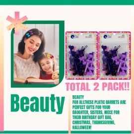 New Tara Classics Self Hinge Hair Barrettes for Girls Plastic Hair Barrettes for Baby bow Girl Barrettes 80s 90s Bow Cartoon Design Hair Pins for Baby Girls Toddlers total 40 count (PURPLE MIX)