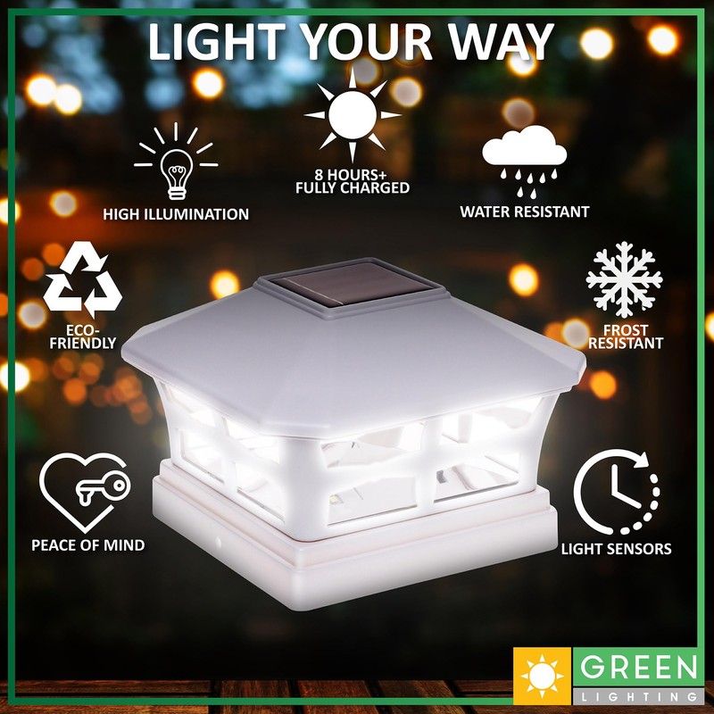 GreenLighting Mission Solar Post Cap Lights Fits 5x5 PCV/Vinyl Outdoor