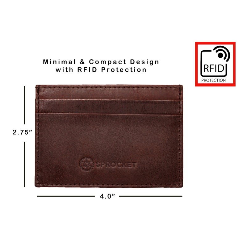 Sprocket Slim Front Pocket Minimalist Wallet - RFID Blocking Leather