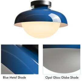 CLAXY Modern Barn Ceiling Light Flush Mount Light Fixture Blue Shade E26 Dimmable Home Lighting for Kitchen Bathroom Bedroom Wall and Ceiling Compatible