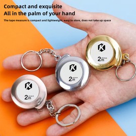 2M Tape Measure Keychain Mini Steel Retractable Tape Measure Keychain Portable Keyring Pull Ruler Measuring Tape (Bronze)