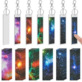 Gersoniel 42 Pcs Anxiety Sensory Stickers Kit Includes 36 Fidget Textured Strips, 6 Keychain Textured Strips Tactile Rough Calm Stickers Anti Stress Textured Strips for Tension(Starry Sky Style)