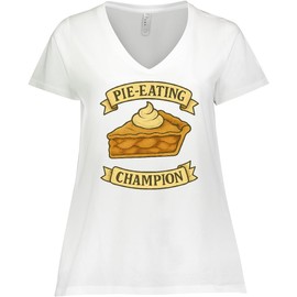 inktastic Pie-Eating Champion Funny Pie Slice Graphic Women's Plus Size V-Neck 4X 0020 White 45804