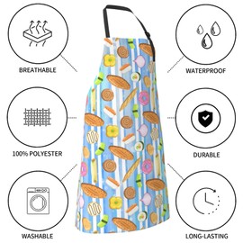Donuts Cookies Vegetables Aprons Cute Sushi Stripes Apron Waterproof Oil Proof With Pockets With Adjustable Neck Strap For Women Men Chef Kitchen Cooking Baking Washing Dishes Bbq Grill Gardening