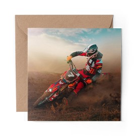 1 x Greeting Card Red Motocross Bike Motorbike - Blank Birthday Celebration Anniversary #2566