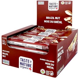 Taste of Nature Barra De Refrigerio De Nueces De Brasil Orgánicas - Barras De Refrigerios Saludables, Sin Gluten, Sin Ogm, Veganas Con Nueces Mixtas, Frutas Y Semillas - Paquete De 16 Refrigerios X 40