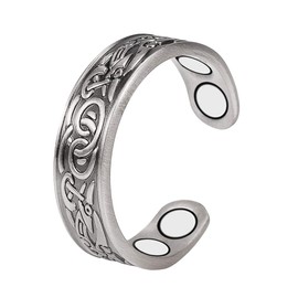 EnerMagiX Silver Color Pure Copper Magnetic Rings, Copper Rings for Women with 4 Magnets, Jewelry for Ladies